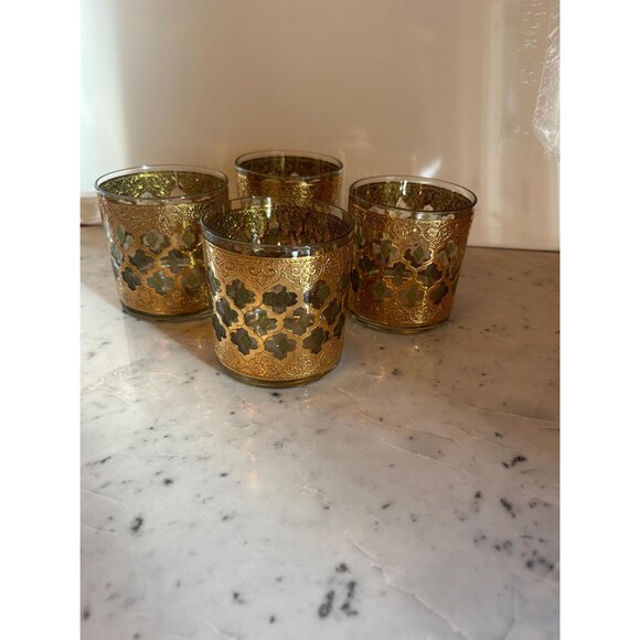 Culver Valencia Low Ball Glass Tumbler Vintage Set of 4 - Picture 7 of 7